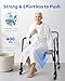 Sangohe Bedside Commode, Portable Toilet for Elderly, Rolling Commode with Wheels, Rear Locking Wheels, Bariatric Bedside Commode, 7-qt Commode Bucket Included, Extra Wide Seat, 601A