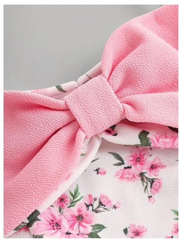 Floerns Girl's Floral Tie Shoulder Short Dress Bow Sleeveless A Line Flowy Cami Dresses3