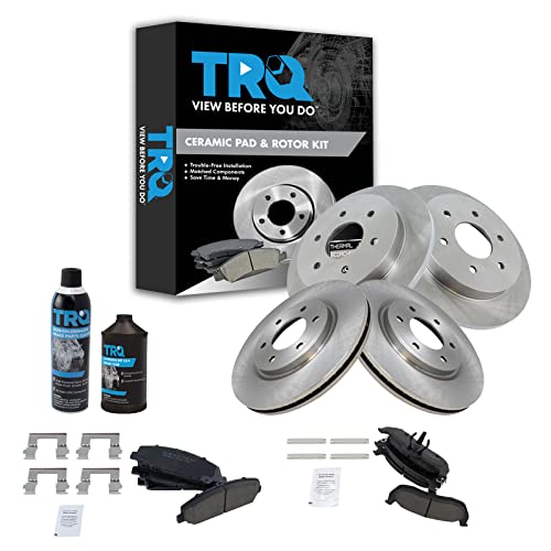 TRQ Front and Rear Brake Pad & Rotor Kit Brake Chemical Kit Brake Pads Brake Rotor Ceramic Compatible with 2008-2010 INFINITI QX56 2008-2011 Nissan Armada TITAN