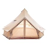 S'More Canvas Family Camping Tent for 4/6/8 Person, 4 Season Glamping Tent, Hot Tent with Stove Jack, Waterproof, Windproof, and Weather Resistant Bell, Yurt, Tipi, Teepee Tent