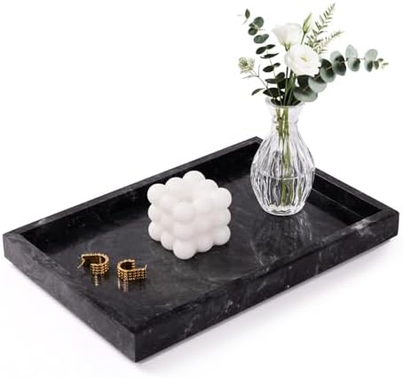 Marble Bathroom Tray for Countertop & Home Decor, Natural Decorat...
