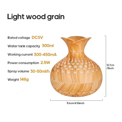 Image of Bedroom Humidifier for Sleep Essential Oil Diffuser with Flame Effect Night Light Ultrasonic Cool Mist Air Quiet USB Auto Shut Off Aromatherapy Diffuser (Beautiful Pot Himidifier)