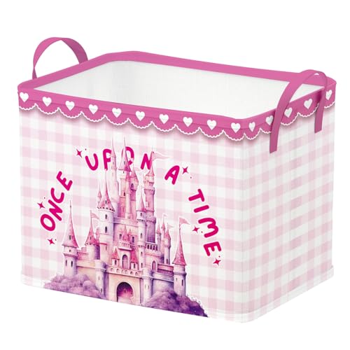 Image of Runtoo Princess Castle Baby Basket Nursery Decor Fairy Once Upon A Time Baby Shower Decorations Girls Gift Basket Toddler Toy Box Laundry Hamper Closet Storage Bins