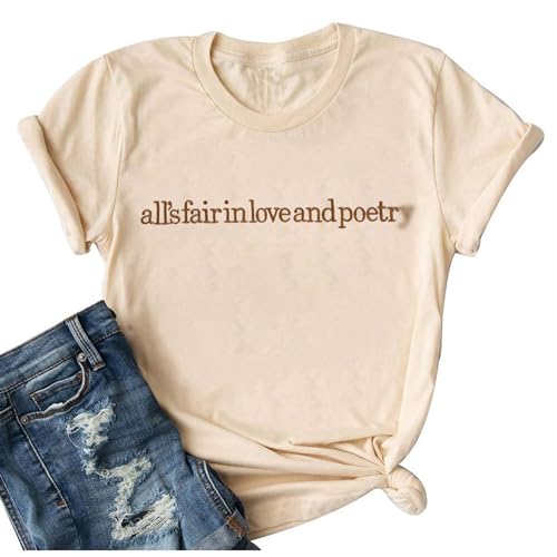 Country Music Concert Shirt Women: Embroidery New Album Shirt Music Lovers Gift Tee Lyrics Letter Print Short Sleeve Top Apricot