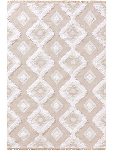 benuta Waschbarer Baumwollteppich Oslo Cream/Beige 75x150 cm, 4053894879210