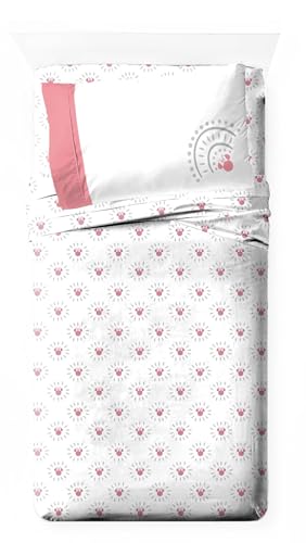 Jay Franco Disney Parure de lit 3 pièces Minnie Mouse super douce en microfibre pour enfants avec taies d'oreiller réversibles Motif mandala Rose