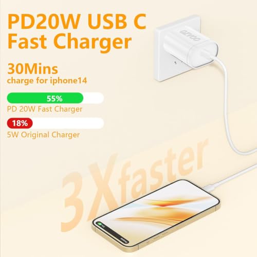 Image of (6ft+10ft) iPhone Charger Fast Charging for iPhone 14 13 12 Fast Charger,20W USB C Wall Charger with Type C to Lightning Cord for i Phone 13 /14 /12 Pro Max Plus /11,iPad-2Pack