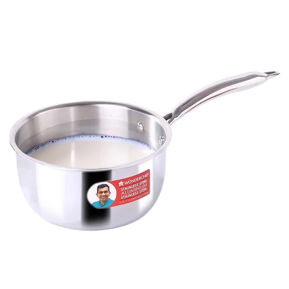 Wonderchef Silver Nigella Triply Sauce Pan 18 Cm