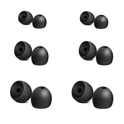 12 Pieces Replacement EarTips for in-Ear Earbuds - Earphone Earpads Ear Gels (Black)