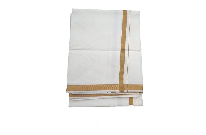 Mps Cotton Cool Men's Cotton Dhoti Towel (White,1.30x4.00 Mts Dhoti 1.30x2.20 Mts Towel Set)