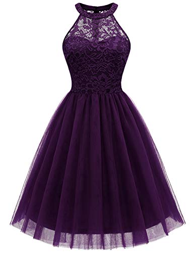 Dressystar Damen Elegant Party Cocktailkleid Hochzeit Spitze Tüll Ballkleid Abendkleid Grape M Cover
