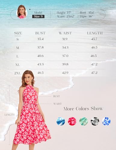 Image of Bbonlinedress Women Floral Midi Dress 2026 Halter Summer Spring Boho Casual Beach Vacation A-line Flowy Sun Dresses