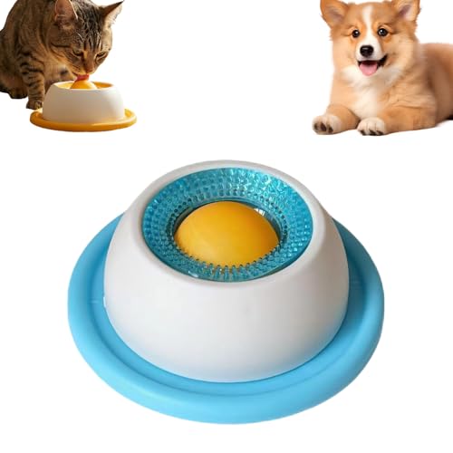 Dog Licking Bowl with Ball, Anti-Slip Slow Feeder Dog Bowl, Lick Ball for Dogs, for Liquid Food & Treats, Relieve Boredom & Focus Enhancement, Interactive Dog Toy for Small Medium Dogs (blue-1)
