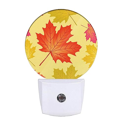Image of EKOBLA Maple Leaf Night Light, Autumn Fall Leaves Night Lights Plug Into Wall with Dusk to Dawn Sensor for Bedroom, Bathroom, Hallway and Fall Decor