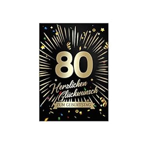 Friendly Fox Geburtstagskarte 80. Geburtstag, 1x Glückwunschkarte zum Geburtstag, A5 Happy Birthday Karte, 80 Geburtstag…