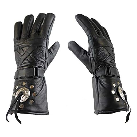 IKLeather Motorcycle Leather Biker Club Gauntlet Gloves (XL) Cover