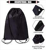 SAWANS Drawstring Bags Gym Swimming School Sports Bag Unisex 1PCS Trainer String Bag Sack Backpack PE Bags for Women Men Children Travel Beach Kids Boys Girls Outdoor Shopping (Black 1pc) - Image 3