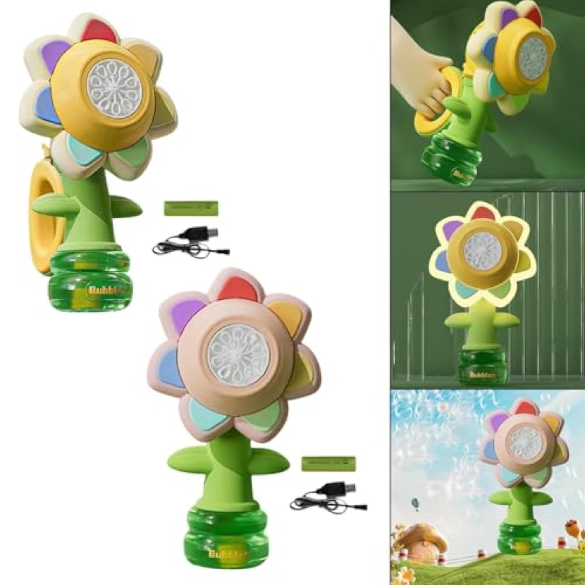 Electric Flower Bubble Maker Summer Toy
