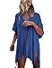 Shermie Women's V-Neck Hollow Out Knitted Bikini Swimwear Cover Ups Plus Size Short Loose Beach Dresses Navy Blue, One Size