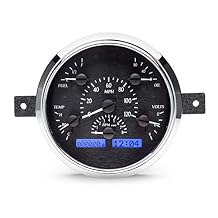 Dakota Digital VHX-49F-K-B Analog Dash Gauge System Compatible with Ford Car 1949-50, Black Alloy Style, Blue Backlighting