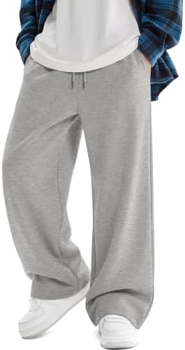 Hyggeweir Boys Baggy Sweatpants with Pockets, Light Gray, 5-6 Years