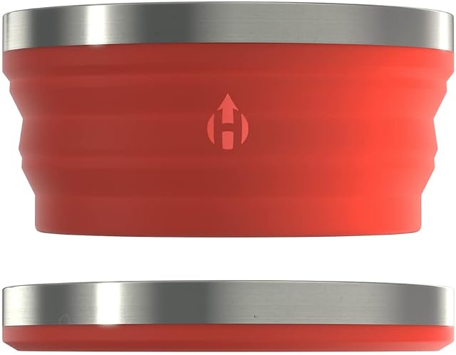 HYDAWAY Collapsible Bowl - 1 Quart (950ml) I Large Collapsible Bowls for Camping, RV, Hiking, Backpacking, Travel, Kids & Pets, Portable Dog Water Bowl, Silicone Bowls Collapse to 1-inch, Steel Rim
