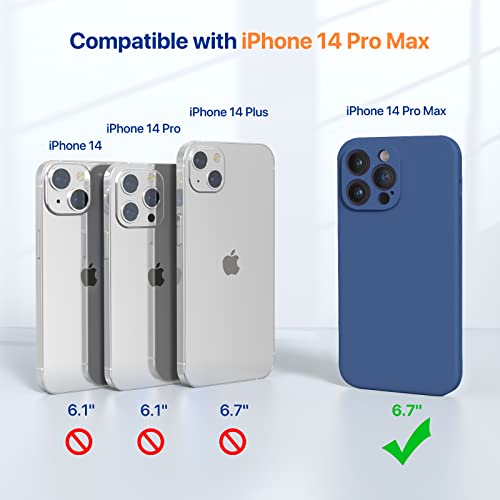 Miracase Designed for iPhone 14 Pro Max Phone Case with Screen Protector,[Upgraded Enhanced Camera Protection],Shockproof Liquid Silicone Case with Microfiber Lining,6.7 inch, Glass Blue by Miracase - Image 6