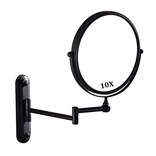 Miroir de maquillage grossissant 10X mural noir avec éclairage LED rechargeable USB - 2
