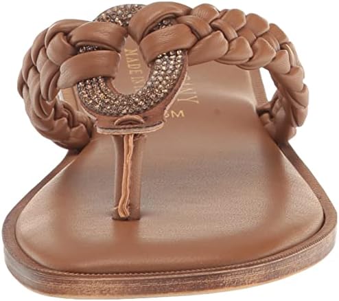 Tuscany by Easy Street Women's Coletta Flat Sandal, Tan, 7.5 Wide | Image 1