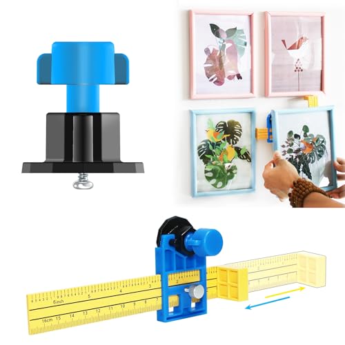 Image of laffeya Precision Hanging Marker Kit, Picture Hanging Spacing Tool Built-in Ruler, Level & Screws - Marking for Perfectly Aligned Photo Walls & Artwork (Steel Pointed)