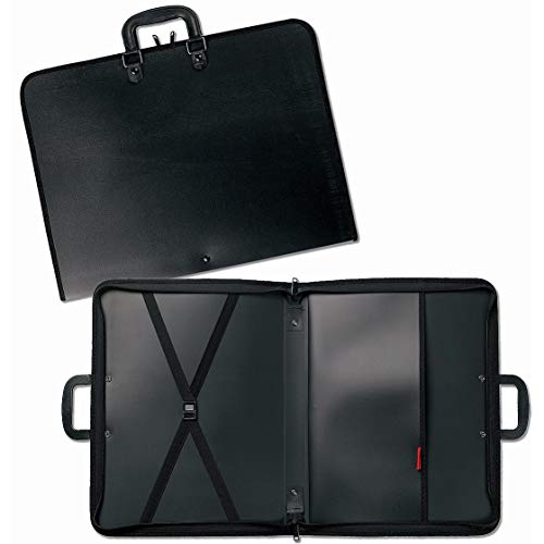 Prat Start 1 Portfolio, Lightweight Cover with Inside Pockets and Straps for Organization, Handle for Transport, 22 X 17 X 1 inches, Black (S1-1221)