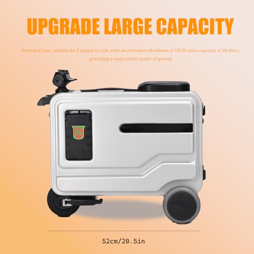 20 Inch Smart Rideable Electric Suitcase With Night Light & Cup Holder - Maximum Load Capacity 110kg, Suitable For 80~200cm Users, Hands-free Travel Solution For Modern Jetsetters silvery3