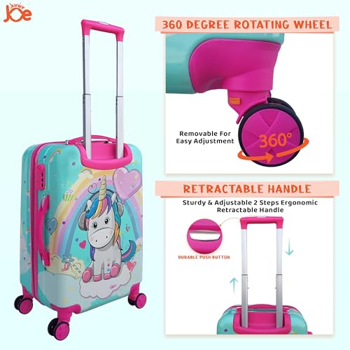Image of JUNIOR JOE 20 Inch Kids Suitcase with 4 Wheel Travel Trolley Bag (4 Day Trip) (Blue)
