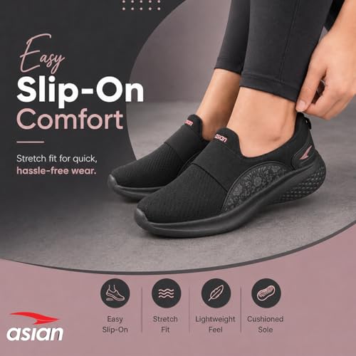 Image of ASIAN Style Walk-02 Women Walking Shoes with Memory Foam Cushion, Lightweight Slip-On Design, Breathable Upper Stylish Casual Shoes