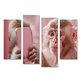 islandburner Bild auf Leinwand Affe mit Smartphone in rosa Umgebung für Wohnzimmer Technikaffine Elektronikfachgeschäft Bilder Wandbilder Poster