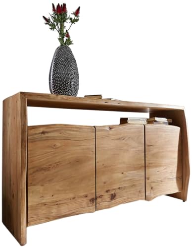 DeLife Commode Live-Edge Acacia Naturel 145 cm 3 Portes 1 Compartiment Buffet