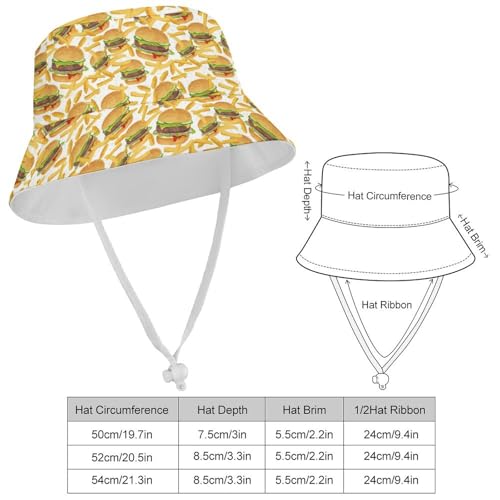 Hamburger and French FriesChildren's Bucket Hat for Boys and Girls, Breathable Summer Beach Hat50cm2