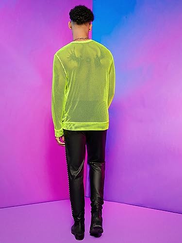 WDIRARA Men's Mesh Sheer Long Sleeve Sweatshirts Solid Clubwear See Through Pullovers4