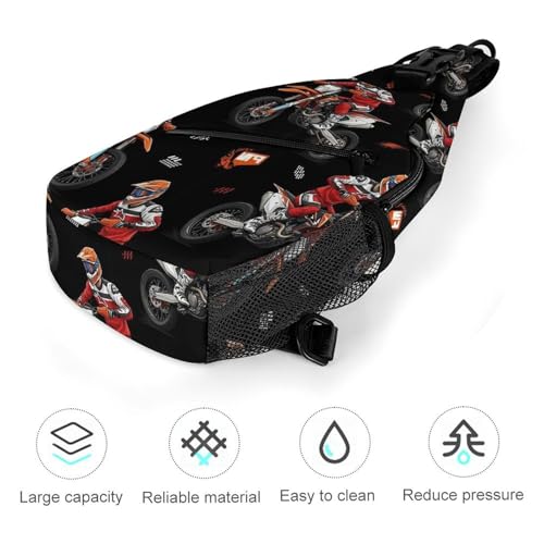 Fashion Chest Bag, Shoulder Bag, Dress Decor Sling Backpack, Casual Day Pack For Men And Women Motorcycle Dirt Bike 5
