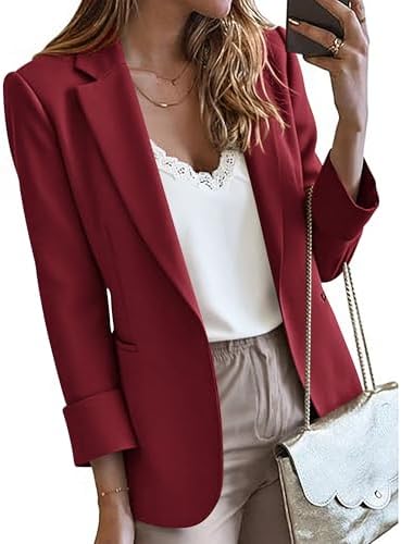 KIRUNDO Blazers for Women Business Casual Long Sleeve Open Front Lapel Suit Jackets Office Work Blazer Pockets Fall Clothes