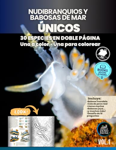 Nudibranquios y babosas de mar Únicos: Libro ilustrado educativo con 30 especies marinas: fichas culturales a color y páginas para colorear, ideal para niños, jóvenes y familias curiosas Nudibranquios y babosas de mar Únicos: Libro ilustrado educativo con 30 especies marinas: fichas culturales a color y páginas para colorear, ideal para niños, jóvenes y familias curiosas