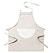 Gespout 1PCS Algodóny Lino Liso Delantal Impermeable Cocina a Prueba de Aceite Acolchado Cintura Cocina Ropa Protectora Delantal Size 71 * 66CM (Beige)