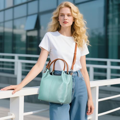 Image of Genuine Leather Women Handbags and Purses Designer Medium Tote Bag Fashion Shoulder Crossbody Satchel Hobo Bag