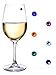 Swarovski Crystal Magnetic Wine Glass Charms for Stemless Glasses, Champagne Flutes & More - Set of 6 Jewel Colors