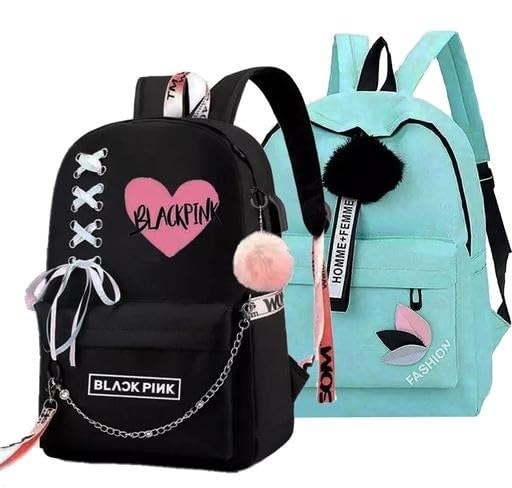 Printed polyester backpack combo set for girls women school college travel daily use lightweight durable spacious storage multipurpose bags-image-13