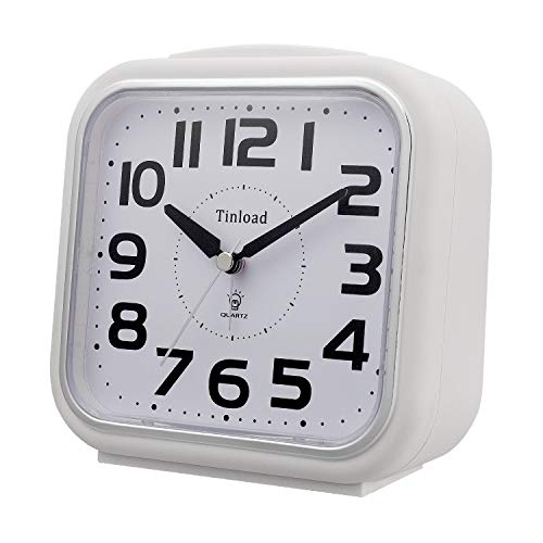 5.5" Silent Analog Alarm Clock Non Ticking, Gentle Wake, Beep Sounds, Increasing Volume, Battery Operated Snooze And Light Functions, Easy Set,White (Best For Elder) #TOP1