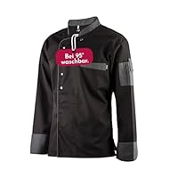 Clinotest Kochjacke, Bäckerjacke, langarm mit Druckknopfverschluss, in der Farbe Black, Modern Style (XL)