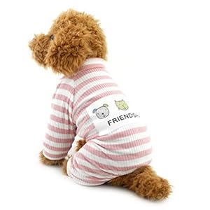 ZUNEA Stripe Pyjama für kleine Hunde Cotton Puppy Overall Sweatshirts Kleider Cosy Soft Freizeit Herbst Pet Cat Doggy Apparel Pink L