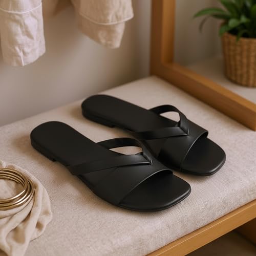 Image of Women's Slippers | Comfortable Flat Chappals for Women with Bow Detail | Stylish Casual Chappals, Trendy Summer Sandals, Comfortable Footwear for Daily Use