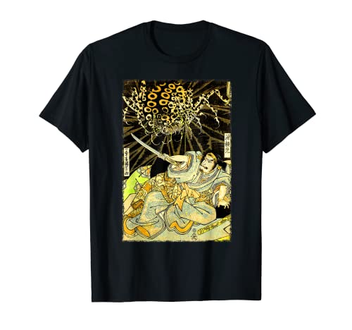 Samurai Fights against a Giant Spider T-shirt cool japonais T-Shirt Cover